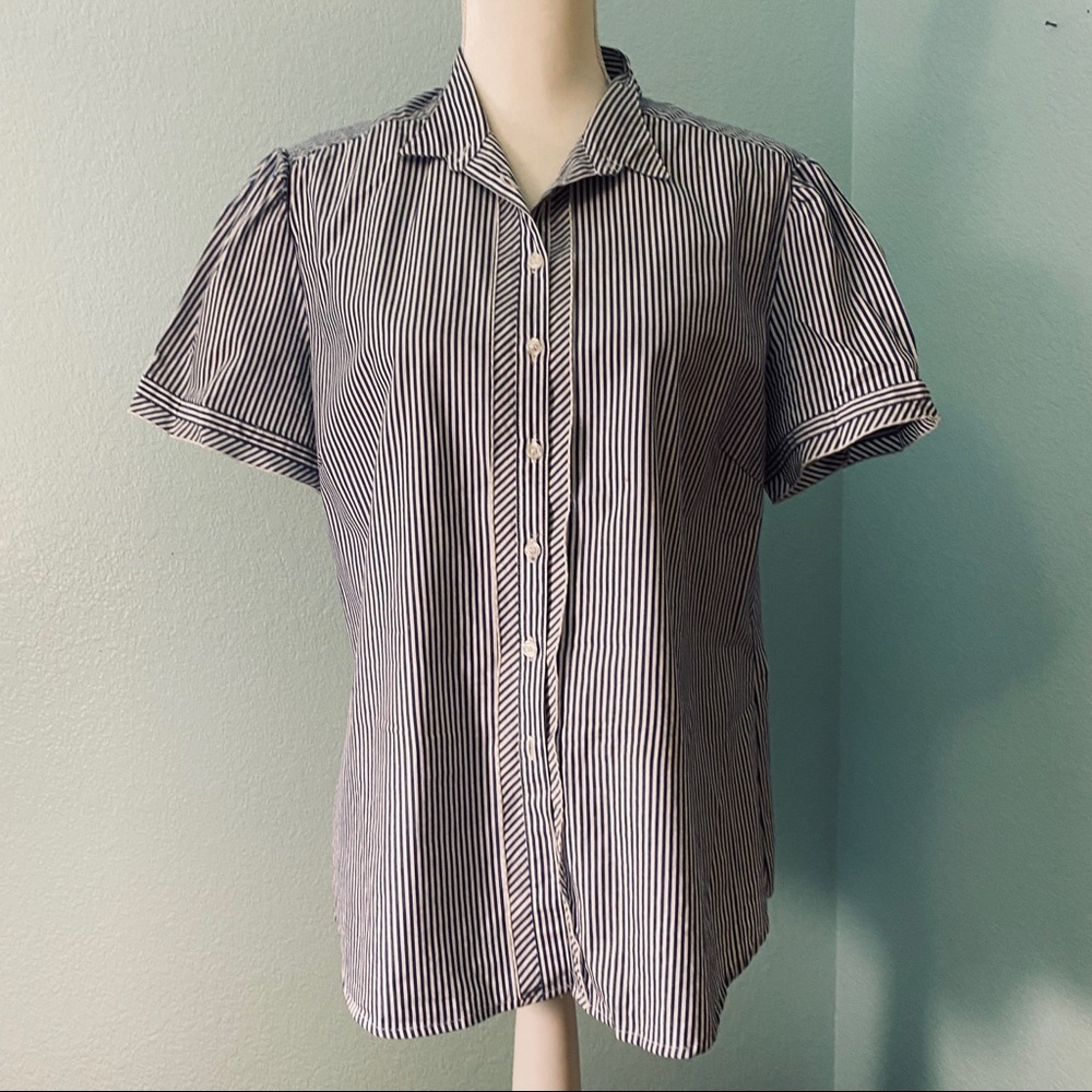 Harve Benard Blue/White Striped Button  Shirt